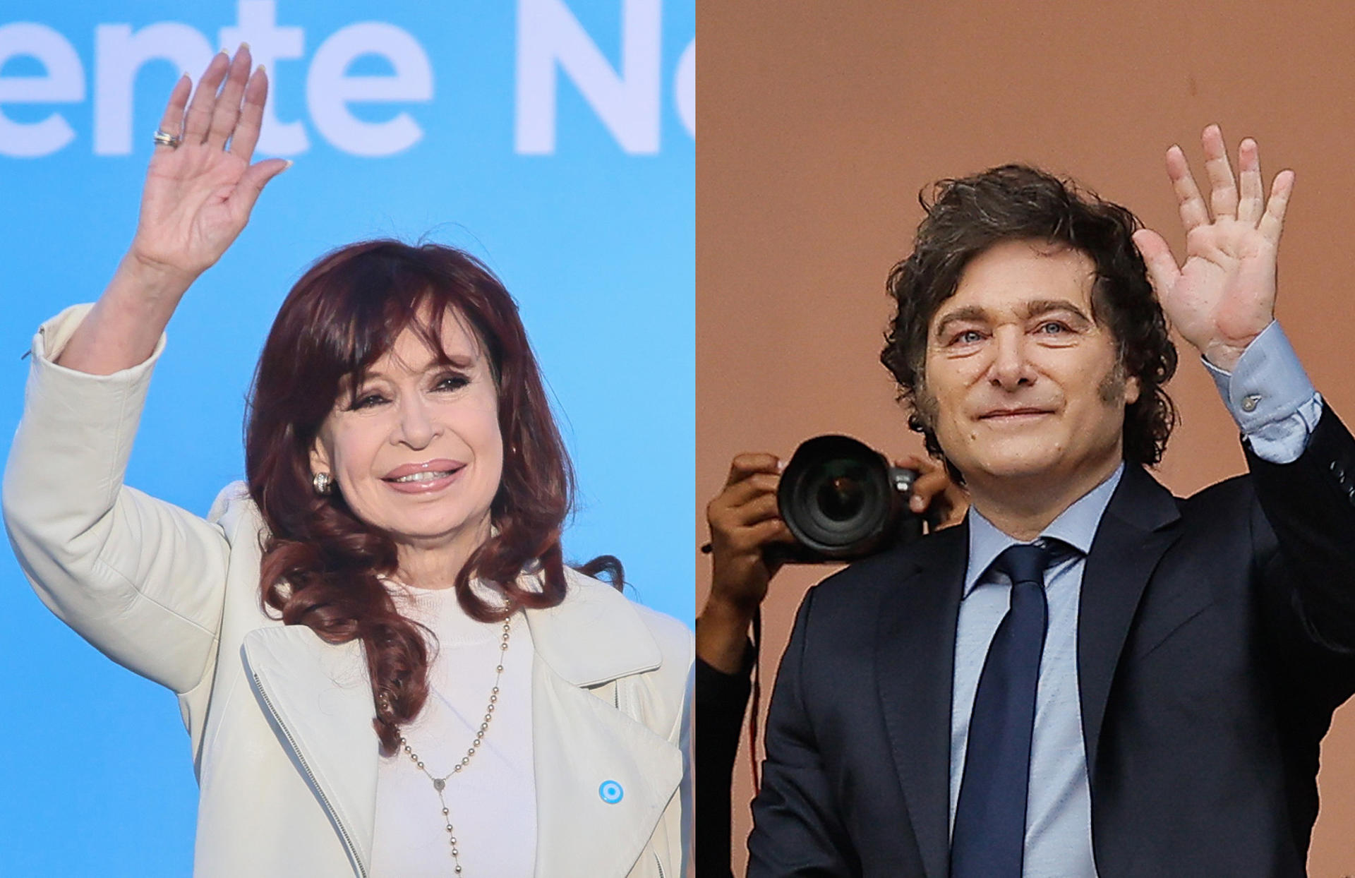 Combo de fotografías de archivo que muestra a la expresidenta Cristina Fernández (2007-2015) (i) y al presidente de Argentina Javier Milei. EFE/ARCHIVO